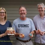 Imsre Sabaliunas-Bruzgiene, Donatas Astras and Victor Juska taught how to make straw Christmas ornaments and etched Easter eggs at Lithuanian Heritage Camp at Dainava. Photo by Vicki Apanavicius. 2017